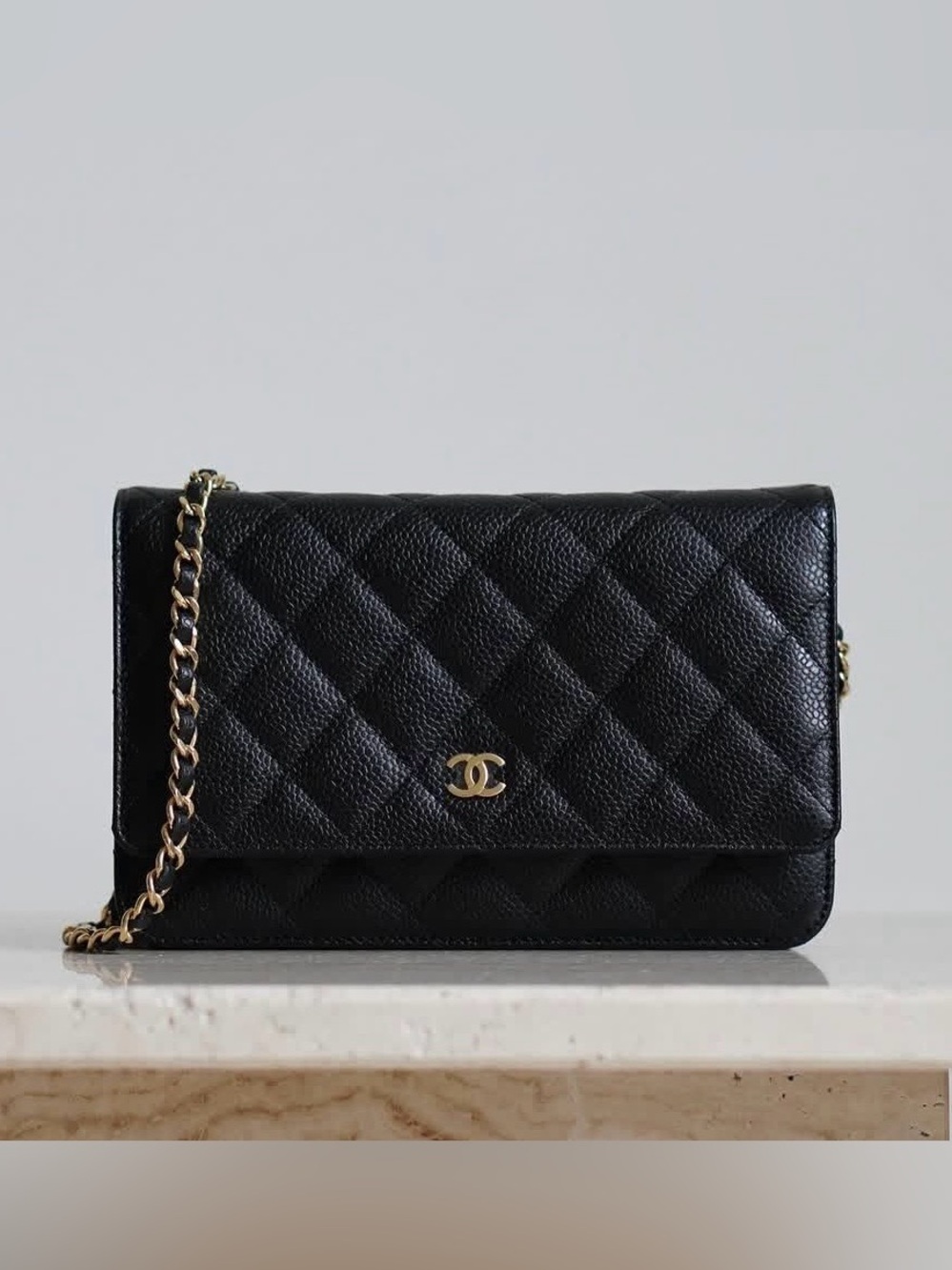 CHANEL Black Caviar Wallet on Chain